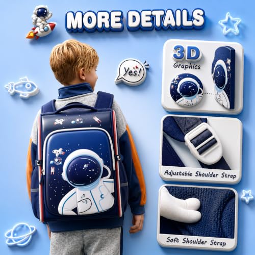 Umadiya 3D Stylish Backpack for School Kids, 3D Astronaut School Bag - Image 5