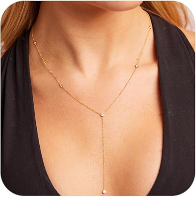 Silver Long Necklaces for Women Y Lariat Bar Drop Pendant Jewelry
