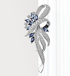 Navy Blue Vintage Crystal Flower Brooch, Alloy Steel Rhinestone Pin, Elegant Accessory for Women