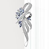 Navy Blue Vintage Crystal Flower Brooch, Alloy Steel Rhinestone Pin, Elegant Accessory for Women