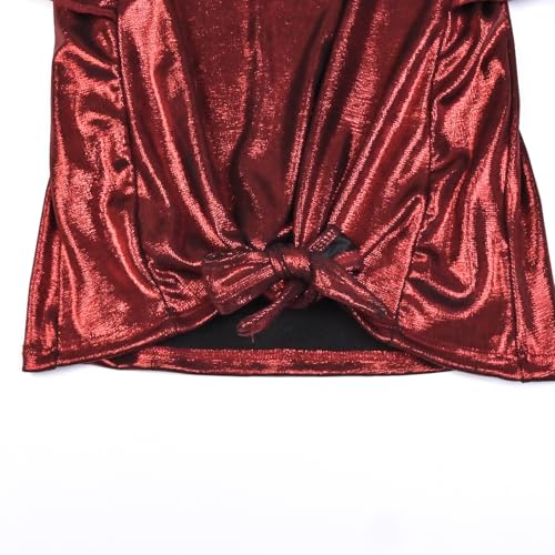 Image of Mirawise Girls Shirts Metallic Tops Clothes Tshirt Ruffle Short Sleeve Tee Size 6-14