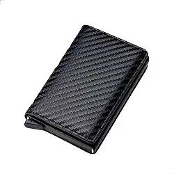 Carteira Antifurto Slim Pop up Amidila com Proteção Inteligente RFID para Evitar Pagamentos por Aproximação e Fibra de Carbono (PRETO)