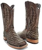 Soto Boots Mens Snakebike Python Print Boots H50032 (Tan,9)