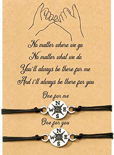 WILLBOND 2-Piece Pinky Promise Bracelets Friendship Couple Distance Matching Graduation Bracelet Gift Bohemia