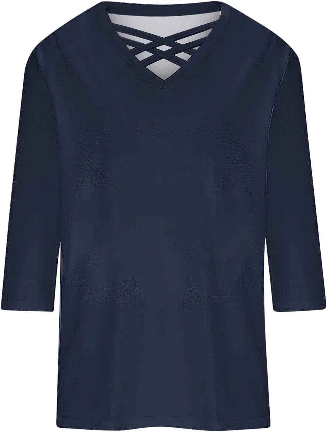 3/4 Length Sleeve Womens Tops Summer Criss Cross V Neck Dressy T Shirts Trendy Casual Loose Fit Tunic Blouses