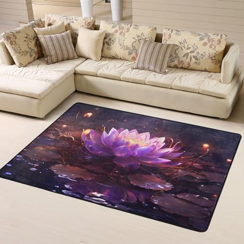 Tapis fleur de lotus violet résistant à l'usure au toucher velours doux - 3