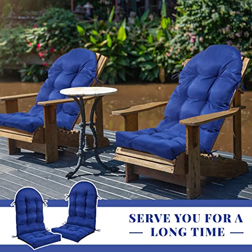 Image of Geelin 4 Pcs Outdoor Patio Chair Cushion Thick High Back Adirondack Chair Cushion Tufted Weather & Fade Resistant Anti-Slip Outside Rocking Chairs Pads with Ties 44 x 19 x 4 Inch (Dark Blue)