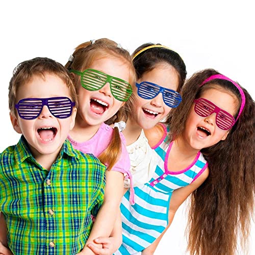 Gtrvooc Neon Color Shutter Style Glasses, School Reward Children's Party Gift, 80'S Style Children Adult Shutter Shade Sunglasses (12 Pairs Of 6 Colors), Multicolored, 5.8×1.2 Inches #TOP2