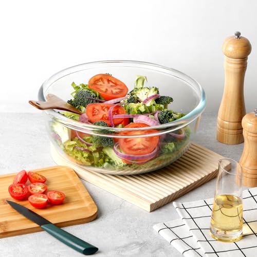 NUTRIUPS 6 QT Large Glass Mixing Bowl, Clear Big Salad Bowl for Kitchen by NUTRIUPS - Used condition - Image 4