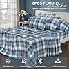 RUVANTI Flannel Sheets Queen Size 6 Pcs - 100% Cotton Double Brushed Bed Sheets, Deep Pockets 16 Inches Queen Sheet Set, All Seasons Breathable, Extra Soft & Comfy, Dynasty