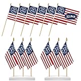 FLUUZE 250th Anniversary USA Flags on Stick, 12 Pcs American 1776-2026 Flags, 8.3x5.5 Inch, 250th Anniversary USA Merchandise, Patriotic Flag, Memorial Day Decorations, 4th of July Decorations (1776-2026)