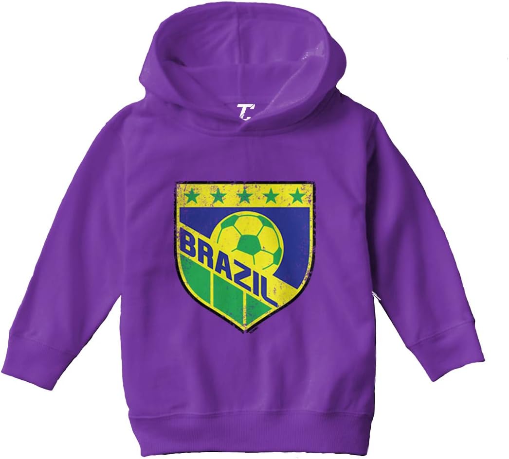 Tcombo Brazil Soccer - Brasil Distressed Badge Toddler/Youth Fleece Hoodie