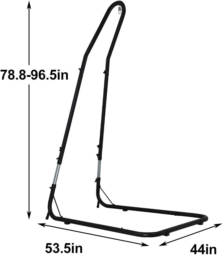 HHS Hammock Stand Hammock Chair Stand Hammock Chair Swing Stand Indoor Outdoor Home Hammock Hanging Chair Stand Steel All-Weather for Outdoor Indoor, Double Hammock, 450 Pounds Capacity, Black
