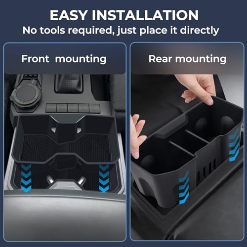 Image of Center Console Cup Holder Inserts for Toyota Tacoma 2026 2025 2024, Interior Accessories Silicone Front & Rear Car Cup Holder for 2024-2026 Tacoma, Black