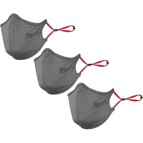 3 PACK Milwaukee 2-Layer Performance Face Mask —One Size (Grey)