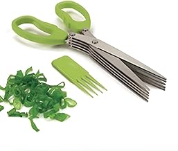 Multi Blade Kitchen Scissors for Cutting Herbs and Vegetables with Cleaning Comb Attachment