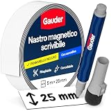GAUDER Strisce magnetiche scrivibili, lavagna Kanban (5 m x 25 mm - bianco)