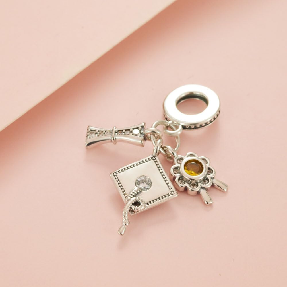 KEQ 2026 Graduation Cap Charms for Pandora Bracelets Necklace 925 Sterling Silver Class of 2026 Bead Bracelets charm for Daughter Granddaughter BBF - Image 5