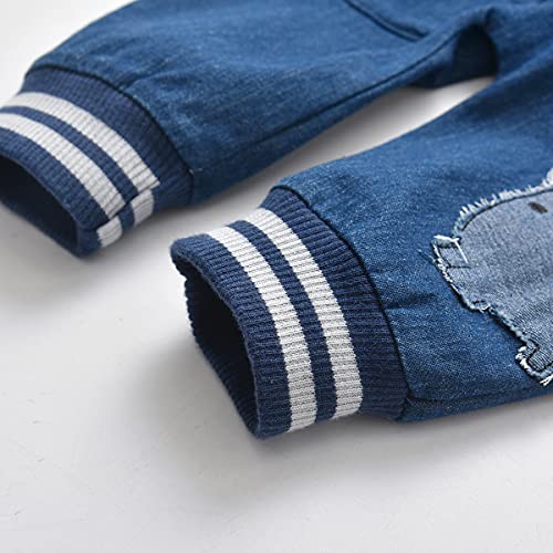 Lvyinli Baby Boys Outfits Clothes Suit Toddler Boy's Stripe Long Sleeve Bodysuit+Dinosaur Denim Overalls Jumpsuit Pants Sets (0-6 Months, Blue) #TOP7
