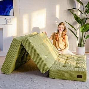 MAXYOYO Klappmatratze, Bequemes Faltmatratze, Memory Schaumstoff Extra Dickes 15cm, 3-Teilige Gästematratze für Gästebett, Bodenmatratze Klappbar für Wohnzimmer, 90x190cm