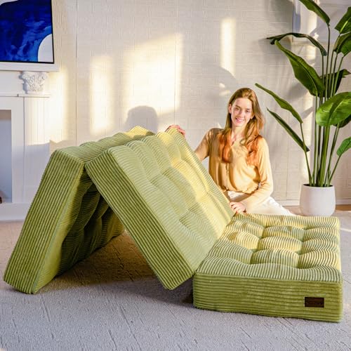 MAXYOYO Colchón Plegable para 1 Persona, 15 cm de Grosor para Futón Convertible, Sofá Cama Portátil, Colchón para Invitados, Cama Adicional, 90x190