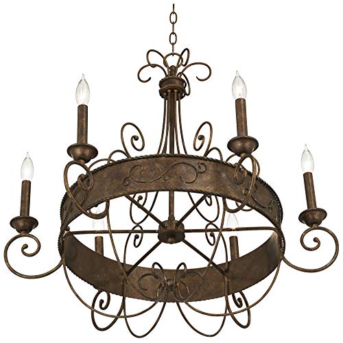 Franklin Iron Works Rust Bronze Candelabra Chandelier Lighting 30" Wide Rustic Farmhouse Industrial 6-Light Fixture For Dining Room House Foyer Entryway Kitchen Bedroom Living Room High Ceilings #TOP5