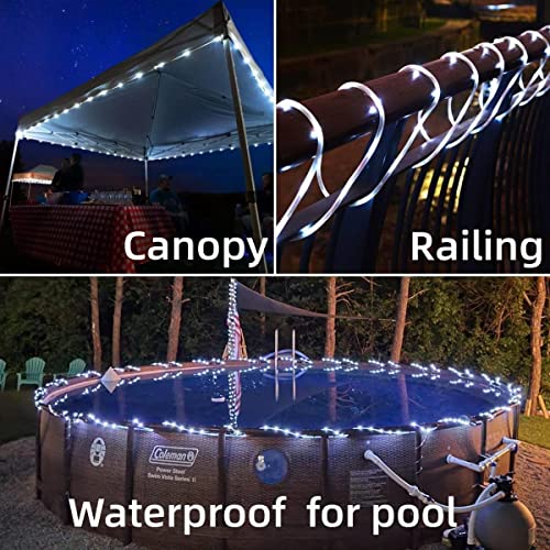 Wakaka Led Rope Lights Outdoor Waterproof, 2 Pack Each 33Ft 100 Led Indoor String Lights Battery Operated, 8 Modes White Fairy Lights Tube With Remote For Pool Deck Porch Fence Camping Tree #TOP1