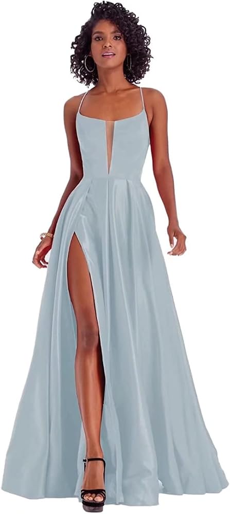 SMORBRID Spaghetti Slit Straps Prom 