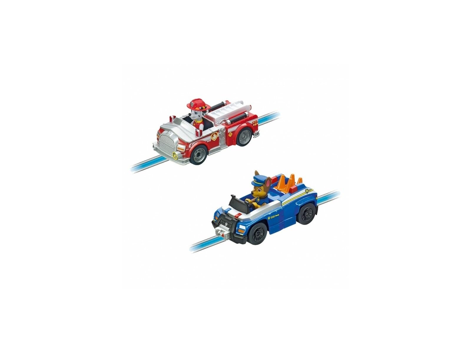Carrera First Psi Patrol, On The Track – tor do gry z Chase & Marshall, dostosowane do dzieci regulatory ręczne, odległość 2,4 m i elementy interaktywne – dla małych wyścigów i przygód