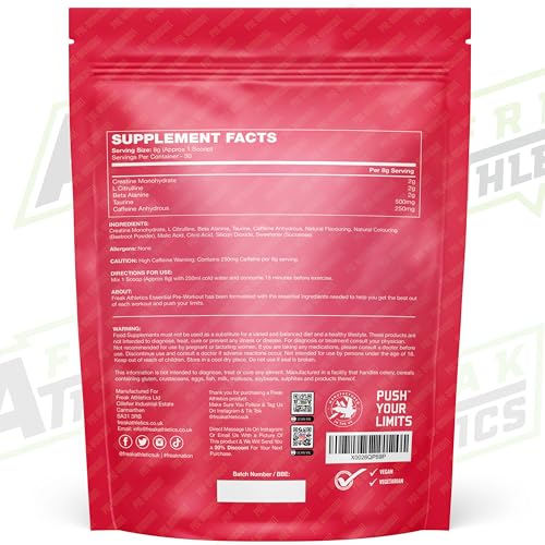 Freak Athletics Essential Pre Workout Powder - Strawberry Lemonade Pre Workout - 240g 30 Servings (240G, Strawberry Lemonade) - Image 9