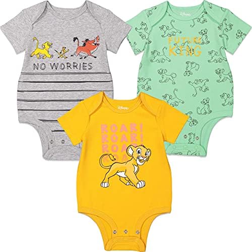 Disney The Lion King Baby Boys 3 Pack Short Sleeve Cuddly Bodysuit 12 Months