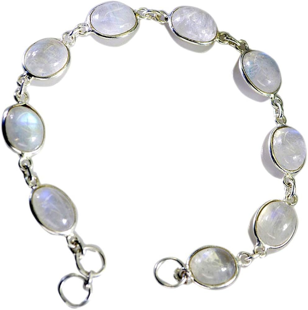 Bracciale Luna Con Pietra Peridoto In Argento Sterling 925 - Regolabile, Gioiello Portafortuna Per Donna