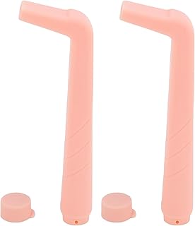 2 Pcs Hiccup Straw Small Hole Flat Mouth Reusable Stop Hiccups Straw for Adults Kids (Dusty Pink)