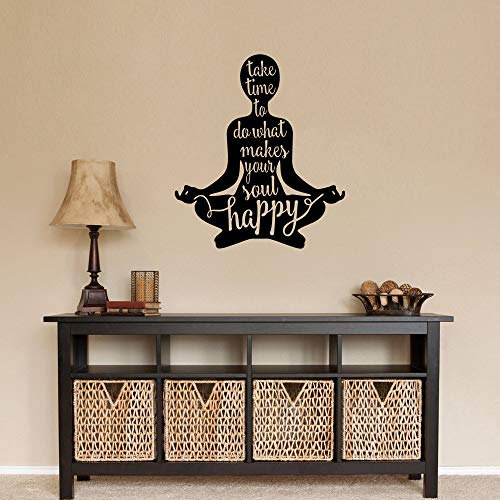 Flywalld Yoga Silhouette Wall Decals Decoration For Yoga Room Gym Living Room Vinyl Art Stickers Decor - Take Time To Do What Makes Your Soul Happy #TOP3