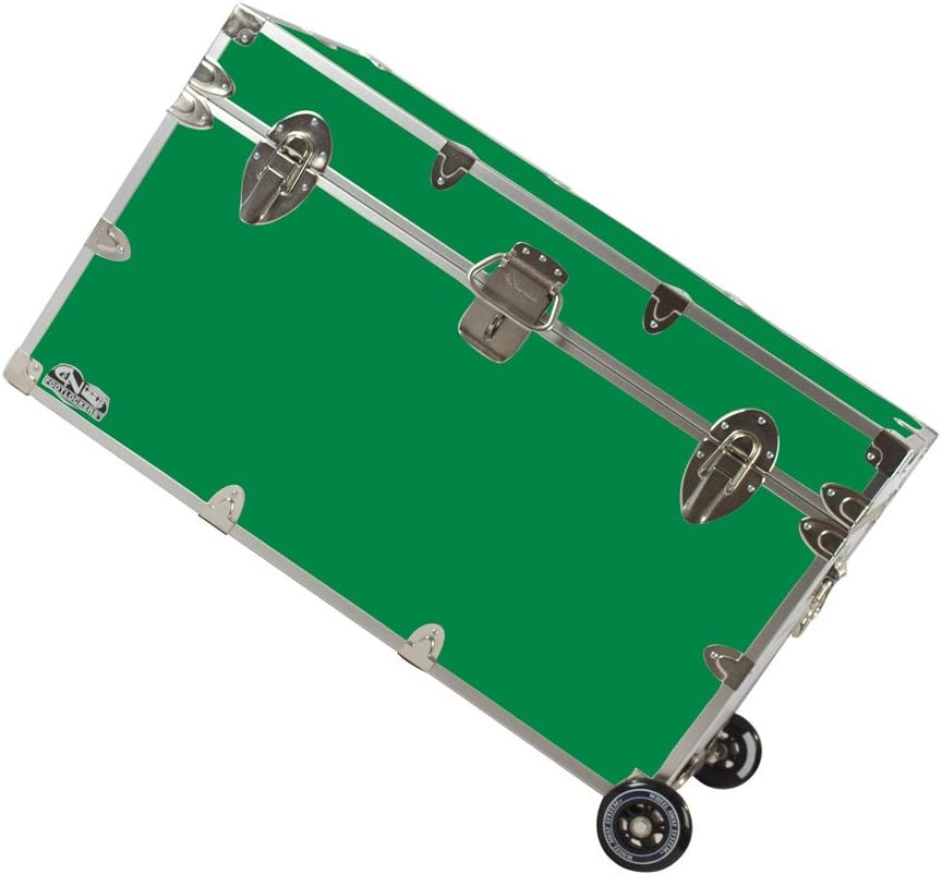 C&N Footlockers - XL Graduate Storage Trunk w/Wheels - Made in the USA - STEEL Footlocker for College Dorm Room & Summer Camp - 32 x 18 x 18.5 Inches (Navy)