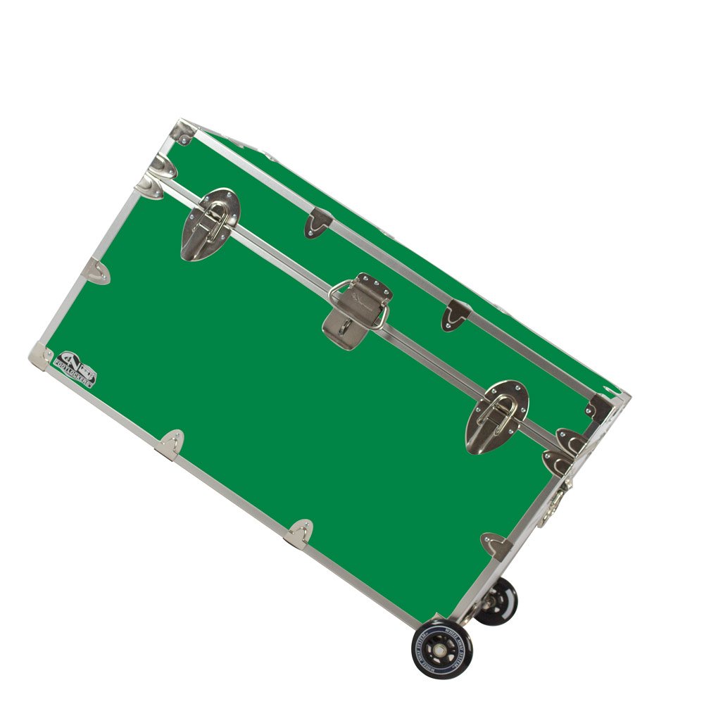 C&N Footlockers - XL Graduate Storage Trunk w/Wheels - Made in the USA - STEEL Footlocker for College Dorm Room & Summer Camp - 32 x 18 x 18.5 Inches