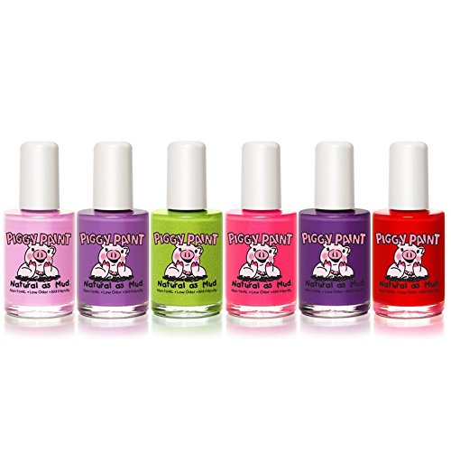 Piggy Paint 100% Non-Toxic Girls Nail Polish - Safe, Chemical Free Low Odor for Kids, Loud & Proud 6 Pack Kit - Stocking Stuffer for Kids