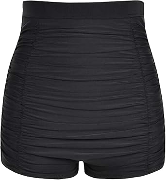 Akaeys Ultra High Waisted Swim Shorts for Women Ruched Tummy Control Bikini Swimsuit Bottoms