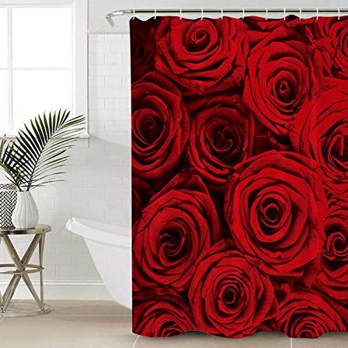 Vandarllin Home&Family Waterproof Fabric Bathroom Shower Curtain With Hooks Red Rose Flower Floral Print Design 66 X 72 #TOP2
