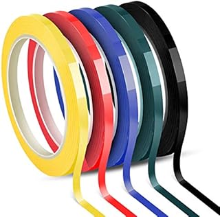 Whiteboard Tape, Graphic Chart Tape, Self Adhesive, Assorted 5 Colors, 6 mm x 66 m per roll, Pack of 5 Rolls