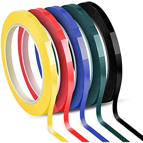 Whiteboard Tape, Graphic Chart Tape, Self Adhesive, Assorted 5 Colors, 6 mm x 66 m per roll, Pack of 5 Rolls Cover