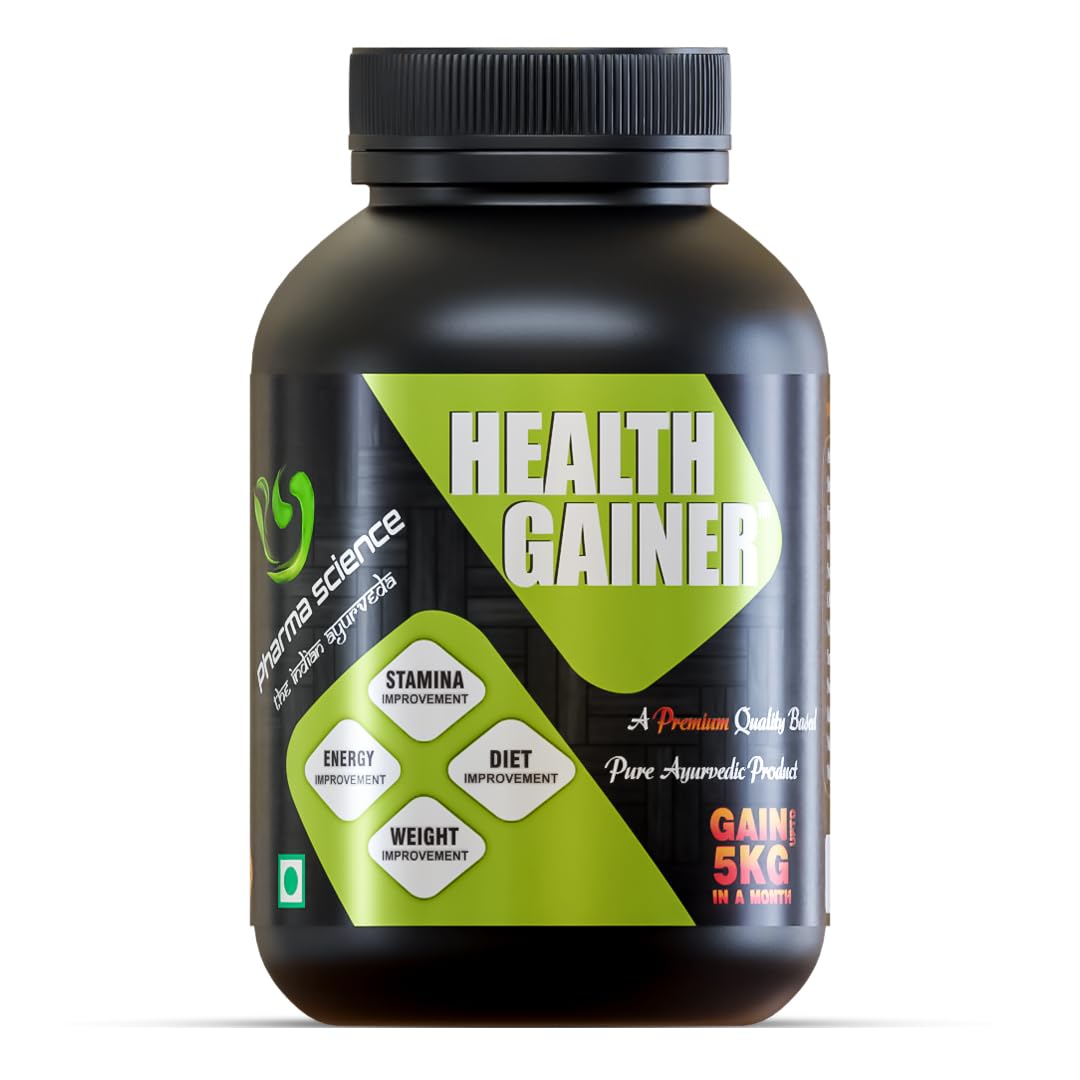 Pharma Science Ayurvedic Weight Gainer Supplement Powder for Men & Women, Supports Stamina, Muscle Mass | Natural Protein & Carbs | Health Gain & High Calorie Formula | 150 gm,