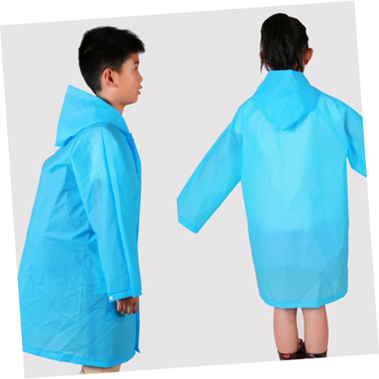 POPETPOP Eva Raincoat for Boys and Girls Lightweight Poncho Hood Rain Gear for Boys Girls Weather Protection