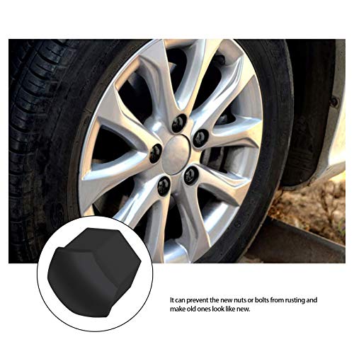 Create idea 20 Stück Schwarz Radmutterkappen Kappen Inbusschrauben Abdeckungen 21 mm Sechskant Schutz mit Ausbauwerkzeug Kompatibel mit Range Rover FIAT Ducato