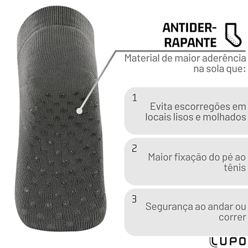Kit 03 Meias Lupo Sapatilha Antiderrapante Pilates Feminino Adulto | 3 Cinza | 37-40