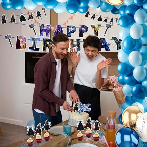 Kit de décoration d'anniversaire Thor avec guirlande et accessoires de table - 5