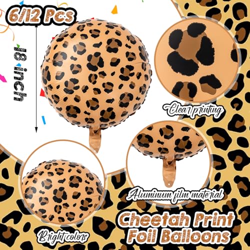 Image of BBTO 12 Pcs 18 Inch Cheetah Leopard Balloons Foil Balloons,Golden Brown