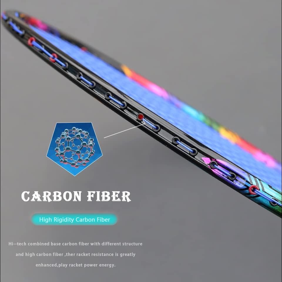 Miniatura 3 de LMMDDP Hohe Spannung 35LBS Volle Carbon Faser Badminton Schläger Aufgereiht Ultraleicht 4U 82G Professionelle Ausbildung Schläger Mit Taschen