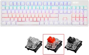 ABKO K515 RGB Gaming Quick Swap Switch لوحة المفاتيح الميكانيكية الإنجليزية / الكورية Keycaps White، Red Switch