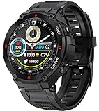findtime Smartwatch Herren Telefonieren Tactical Watch Gesundheitsuhr Sportuhr Militär Uhr Outdoor Fitnessuhr mit Telefonfunktion Fitness Tracker Große Armbanduhr mit Blutdruckmessung Pulsuhr